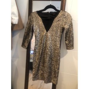 G by Guess gold sparkly body con dress